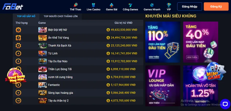 Thư viện game Nổ Hũ đa dạng tại HM888